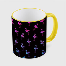 Кружка с принтом Фламинго , керамика | ёмкость 330 мл | Тематика изображения на принте: крылья | лапы | пернатый | перо | перья | птица | птицы | птичка | розовый | розовый фламинго | фламинго | черный