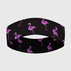Повязка на голову 3D с принтом Фламинго ,  |  | крылья | лапы | пернатый | перо | перья | птица | птицы | птичка | розовый | розовый фламинго | фламинго | черный