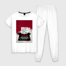 Женская пижама хлопок с принтом The Shining Typewriter , 100% хлопок | брюки и футболка прямого кроя, без карманов, на брюках мягкая резинка на поясе и по низу штанин | the shining | vdosadir | сияние | стэнли кубрик