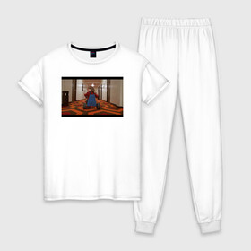 Женская пижама хлопок с принтом The Shining , 100% хлопок | брюки и футболка прямого кроя, без карманов, на брюках мягкая резинка на поясе и по низу штанин | the shining | vdosadir | сияние | стэнли кубрик