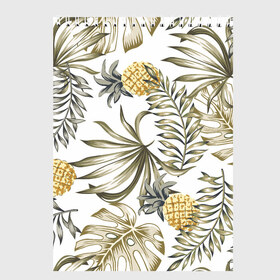 Скетчбук с принтом Тропики хаки , 100% бумага
 | 48 листов, плотность листов — 100 г/м2, плотность картонной обложки — 250 г/м2. Листы скреплены сверху удобной пружинной спиралью | art | doodling | textures | tiles | ананас | гавайский | дудлинг | летний | лето | листья | листья пальмы | монстера | море | пальма | пальмы | паттерн | растения | растительный | рисунок | рисунок пальмы | тайлы