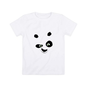Детская футболка хлопок с принтом кунг фу панда морда , 100% хлопок | круглый вырез горловины, полуприлегающий силуэт, длина до линии бедер | Тематика изображения на принте: 