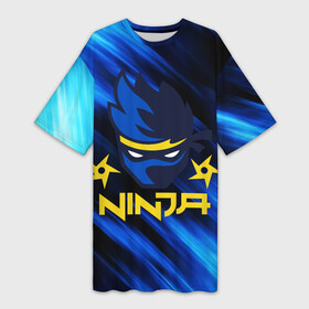 Платье-футболка 3D с принтом FORTNITE NINJA ,  |  | fortnite | fortnite 2 | fortnite x маршмелло | ikonik | marshmello | ninja | ninja streamer | иконик | ниндзя | пили | фортнайт | фортнайт 2 | фортнайт глава 2