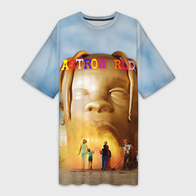 Платье-футболка 3D с принтом TRAVIS SCOTT ,  |  | america | astroworld | cactus jack | rap | travis scott | usa | wish you were here | америка | зарубежный реп | кактус джек | реп | сша | трэвис скотт