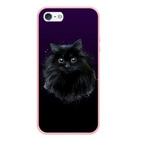 Чехол для iPhone 5/5S матовый с принтом черный кот на фиолетовом фоне , Силикон | Область печати: задняя сторона чехла, без боковых панелей | акварель | глаза | клево | котейка | котенок | котик | котэ | кошак | кошка | красиво | любителю кошек | модно | мяу | подарок | пушистый | рисунок | стильно | темный | черный кот | шерсть
