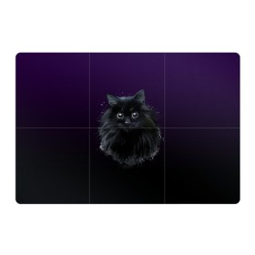 Магнитный плакат 3Х2 с принтом черный кот на фиолетовом фоне , Полимерный материал с магнитным слоем | 6 деталей размером 9*9 см | акварель | глаза | клево | котейка | котенок | котик | котэ | кошак | кошка | красиво | любителю кошек | модно | мяу | подарок | пушистый | рисунок | стильно | темный | черный кот | шерсть