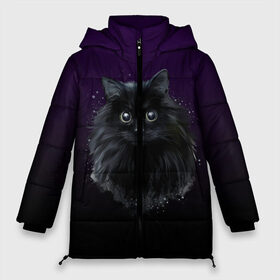 Женская зимняя куртка 3D с принтом черный кот на фиолетовом фоне , верх — 100% полиэстер; подкладка — 100% полиэстер; утеплитель — 100% полиэстер | длина ниже бедра, силуэт Оверсайз. Есть воротник-стойка, отстегивающийся капюшон и ветрозащитная планка. 

Боковые карманы с листочкой на кнопках и внутренний карман на молнии | акварель | глаза | клево | котейка | котенок | котик | котэ | кошак | кошка | красиво | любителю кошек | модно | мяу | подарок | пушистый | рисунок | стильно | темный | черный кот | шерсть