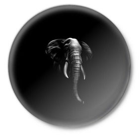 Значок с принтом Слон ,  металл | круглая форма, металлическая застежка в виде булавки | арт | животные | звери | слон | слоны