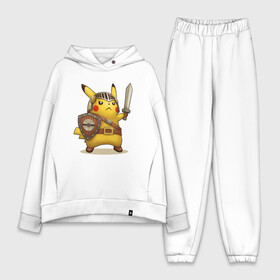 Женский костюм хлопок Oversize с принтом Пикачу рыцарь ,  |  | pikachu | pokemon | аниме | зверек | мультик | мультфильм | пика | пикачу | покемон | покемоны