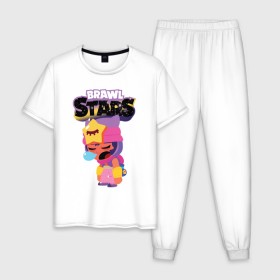 Мужская пижама хлопок с принтом Sandy Brawl Stars , 100% хлопок | брюки и футболка прямого кроя, без карманов, на брюках мягкая резинка на поясе и по низу штанин
 | brawl stars | brawl stars sandy | sandy | space | star | бравл старс | бравл старс sandy | бравл старс сэнди | звездная | звезды | космос | небо | сэнди