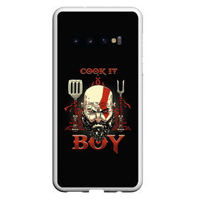 Чехол для Samsung Galaxy S10 с принтом God of War Cook it Boy , Силикон | Область печати: задняя сторона чехла, без боковых панелей | atreus | god of war | god of war 4 | gow | kratos | ps4 | атрей | бог войны | гов | зы4 | кратос | левиафан | мальчик | мимир | мировой змей | пиратs | руны | эксклюзив