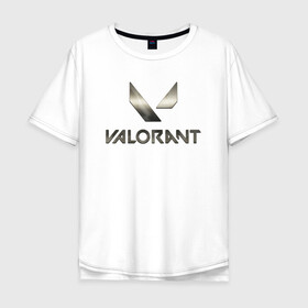 Мужская футболка хлопок Oversize с принтом Valorant Серебренный лого , 100% хлопок | свободный крой, круглый ворот, “спинка” длиннее передней части | brimstone | coba | csgo | cypher | jett | phoenix | riot games | sage | valorant | viper | валарант | валорант | кс