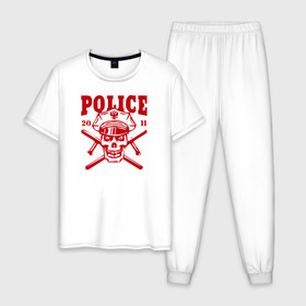 Мужская пижама хлопок с принтом Полиция , 100% хлопок | брюки и футболка прямого кроя, без карманов, на брюках мягкая резинка на поясе и по низу штанин
 | 