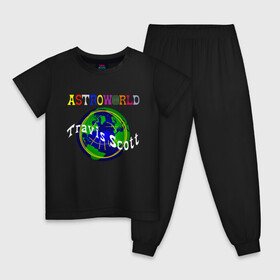 Детская пижама хлопок с принтом ASTROWORLD | ТРЕВИС СКОТ (Z) , 100% хлопок |  брюки и футболка прямого кроя, без карманов, на брюках мягкая резинка на поясе и по низу штанин
 | Тематика изображения на принте: 21 savage | astroworld | hip hop | juice wrld | quavo | rap | the weeknd | travis scott | астроворд | астроворлд | джеймс блейк | дрейк | кид кади | реп | рэп | стиви уандер | тревис скот | фрэнк оушен