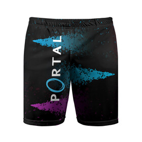 Мужские шорты спортивные с принтом Portal ,  |  | aperture science | black mesa xen | half life | portal | portal 2 | valve | игра | портал