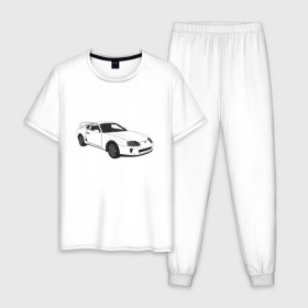 Мужская пижама хлопок с принтом Toyota Supra JZA80 , 100% хлопок | брюки и футболка прямого кроя, без карманов, на брюках мягкая резинка на поясе и по низу штанин
 | 