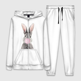 Женский костюм 3D с принтом Заяц ,  |  | бабл гам.милый заяц | животное | зайка | зая | заяц | кролик | с жевачкой