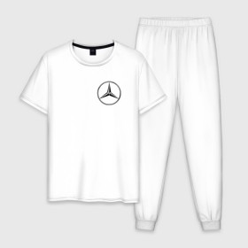 Мужская пижама хлопок с принтом Mercedes logo , 100% хлопок | брюки и футболка прямого кроя, без карманов, на брюках мягкая резинка на поясе и по низу штанин
 | benz | logo | mercedes | mercedes benz