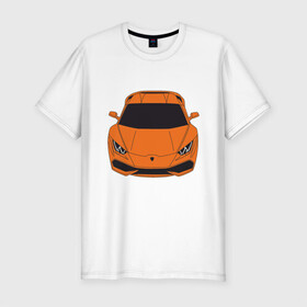 Мужская футболка хлопок Slim с принтом Lamborghini Huracan , 92% хлопок, 8% лайкра | приталенный силуэт, круглый вырез ворота, длина до линии бедра, короткий рукав | huracan | lambo | lamborghini | racecar | sportcar