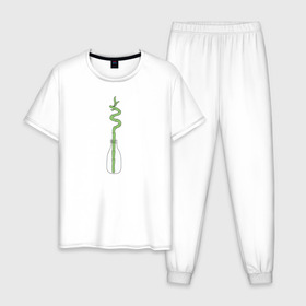 Мужская пижама хлопок с принтом Бамбук , 100% хлопок | брюки и футболка прямого кроя, без карманов, на брюках мягкая резинка на поясе и по низу штанин
 | бутылка | домашние растения | зеленый | панда | растения | суккуленты | цветы | чистый | экологический | экология