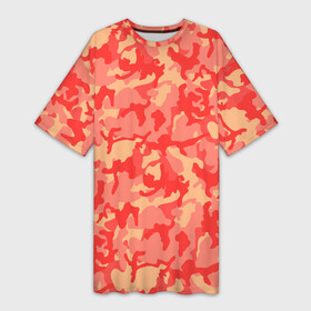 Платье-футболка 3D с принтом Оранжевый камуфляж ,  |  | camouflage | camuflage | kamouflage | orange | pink | абстракция | камуфляж | комуфляж | оранжевый | пятна | розовый