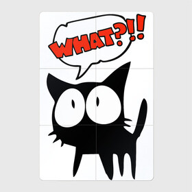 Магнитный плакат 2Х3 с принтом What?! , Полимерный материал с магнитным слоем | 6 деталей размером 9*9 см | Тематика изображения на принте: глаза | зачем | испуг | кот | котик | почему | удивление | черный кот | что | эмоции