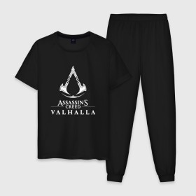 Мужская пижама хлопок с принтом Assassin’s Creed Valhalla , 100% хлопок | брюки и футболка прямого кроя, без карманов, на брюках мягкая резинка на поясе и по низу штанин
 | Тематика изображения на принте: 