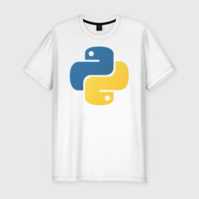Мужская футболка хлопок Slim с принтом Python , 92% хлопок, 8% лайкра | приталенный силуэт, круглый вырез ворота, длина до линии бедра, короткий рукав | python | пайтон | питон