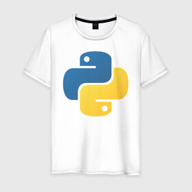 Мужская футболка хлопок с принтом Python  , 100% хлопок | прямой крой, круглый вырез горловины, длина до линии бедер, слегка спущенное плечо. | Тематика изображения на принте: python | пайтон | питон