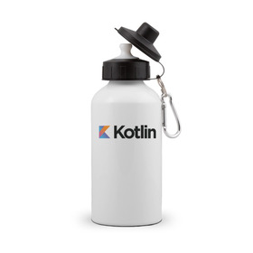 Бутылка спортивная с принтом Kotlin , металл | емкость — 500 мл, в комплекте две пластиковые крышки и карабин для крепления | kotlin | котлин