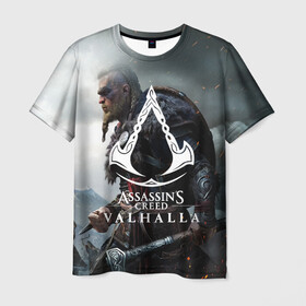 Мужская футболка 3D с принтом ASSASSIN`S CREED VALHALLA , 100% полиэфир | прямой крой, круглый вырез горловины, длина до линии бедер | slayer | valhalla | vikings | асасин | ассасин крид | ассассин | вальхалла | викинги | тамплиеры