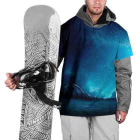 Накидка на куртку 3D с принтом Ночное поле , 100% полиэстер |  | Тематика изображения на принте: горы | звёздное небо | небо | ночь | облака | поле