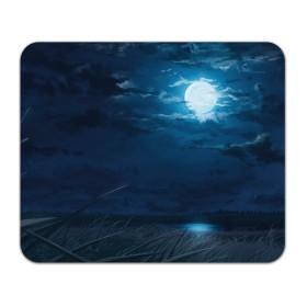 Коврик для мышки прямоугольный с принтом Ночное поле , натуральный каучук | размер 230 х 185 мм; запечатка лицевой стороны | Тематика изображения на принте: луна | небо | ночь | облака | поле