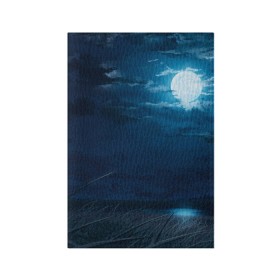 Обложка для паспорта матовая кожа с принтом Ночное поле , натуральная матовая кожа | размер 19,3 х 13,7 см; прозрачные пластиковые крепления | луна | небо | ночь | облака | поле
