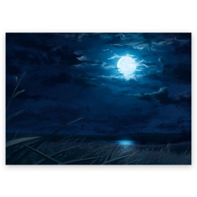 Поздравительная открытка с принтом Ночное поле , 100% бумага | плотность бумаги 280 г/м2, матовая, на обратной стороне линовка и место для марки
 | Тематика изображения на принте: луна | небо | ночь | облака | поле