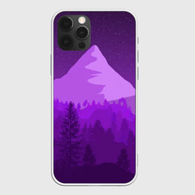 Чехол для iPhone 12 Pro Max с принтом Ночные горы , Силикон |  | горы | звёздное небо | звёзды | лес | небо | ночь | фиолетовый