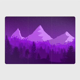 Магнитный плакат 3Х2 с принтом Ночные горы , Полимерный материал с магнитным слоем | 6 деталей размером 9*9 см | Тематика изображения на принте: горы | звёздное небо | звёзды | лес | небо | ночь | фиолетовый