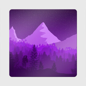 Магнит виниловый Квадрат с принтом Ночные горы , полимерный материал с магнитным слоем | размер 9*9 см, закругленные углы | Тематика изображения на принте: горы | звёздное небо | звёзды | лес | небо | ночь | фиолетовый