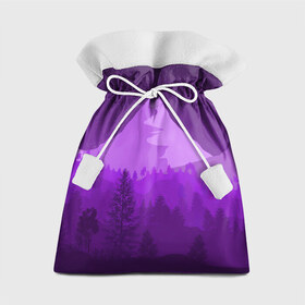 Подарочный 3D мешок с принтом Ночные горы , 100% полиэстер | Размер: 29*39 см | Тематика изображения на принте: горы | звёздное небо | звёзды | лес | небо | ночь | фиолетовый