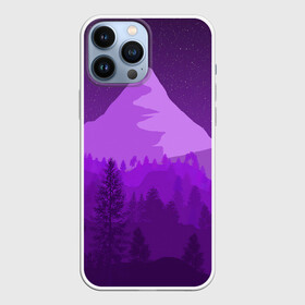 Чехол для iPhone 13 Pro Max с принтом Ночные горы ,  |  | горы | звёздное небо | звёзды | лес | небо | ночь | фиолетовый
