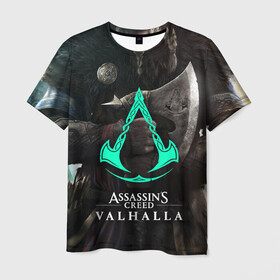 Мужская футболка 3D с принтом ASSASSINS CREED VALHALLA , 100% полиэфир | прямой крой, круглый вырез горловины, длина до линии бедер | s creed | ассасин | ассасин крид. | скандинавия