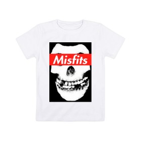 Детская футболка хлопок с принтом Misfits , 100% хлопок | круглый вырез горловины, полуприлегающий силуэт, длина до линии бедер | Тематика изображения на принте: clash | cure | horror | horrorpunk | linkin park | misfits | punk | punkrock | ramones | король и шут | панкрок