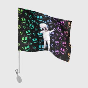 Флаг для автомобиля с принтом Marshmello , 100% полиэстер | Размер: 30*21 см | dj | marshmello | usa | америка | клуб | клубная музыка | мармело | маршмелло | маршмеллоу | музыка | музыкант
