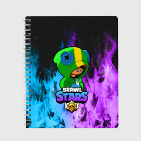 Тетрадь с принтом Brawl Stars LEON , 100% бумага | 48 листов, плотность листов — 60 г/м2, плотность картонной обложки — 250 г/м2. Листы скреплены сбоку удобной пружинной спиралью. Уголки страниц и обложки скругленные. Цвет линий — светло-серый
 | 8 bit | 8 бит | bibi | brawl | brawl stars | crow | leon | spike | sprout | stars | бравл | бравл старс | браво старс | игра | компьютерная | кров | леон | огонь | онлайн | старс