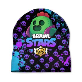 Шапка 3D с принтом Brawl Stars SPIKE , 100% полиэстер | универсальный размер, печать по всей поверхности изделия | Тематика изображения на принте: 8 bit | 8 бит | bibi | brawl | brawl stars | crow | leon | spike | sprout | stars | бравл | бравл старс | браво старс | игра | компьютерная | кров | леон | онлайн | старс