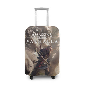Чехол для чемодана 3D с принтом Assassin’s Creed Valhalla , 86% полиэфир, 14% спандекс | двустороннее нанесение принта, прорези для ручек и колес | action | creed | eivor | rpg | ubisoft | valhalla | viking | vikings | англия | ассасин | ассасина | вальгалла | викинг | викинги | кредо | эйвор