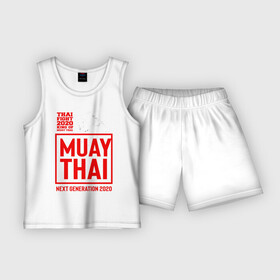 Детская пижама с шортами хлопок с принтом MUAY THAI ,  |  | Тематика изображения на принте: boxing | fight | kickboxing | mma | muay thai | боец | бокс | мма | муай тай | тайский бокс