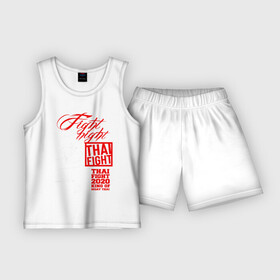 Детская пижама с шортами хлопок с принтом Fight night Muay Thai ,  |  | boxing | fight night | kikcboxing | mma | muay thai | муай тай | тайский бокс