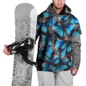 Накидка на куртку 3D с принтом Небесный рой , 100% полиэстер |  | бабочка | бабочки | белый | синий | черный | яркий цвет