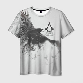 Мужская футболка 3D с принтом ASSASSIN`S CREED VALHALLA , 100% полиэфир | прямой крой, круглый вырез горловины, длина до линии бедер | crow | slayer | valhalla | vikings | асасин | ассасин крид | ассассин | вальхалла | викинги | ворон | тамплиеры